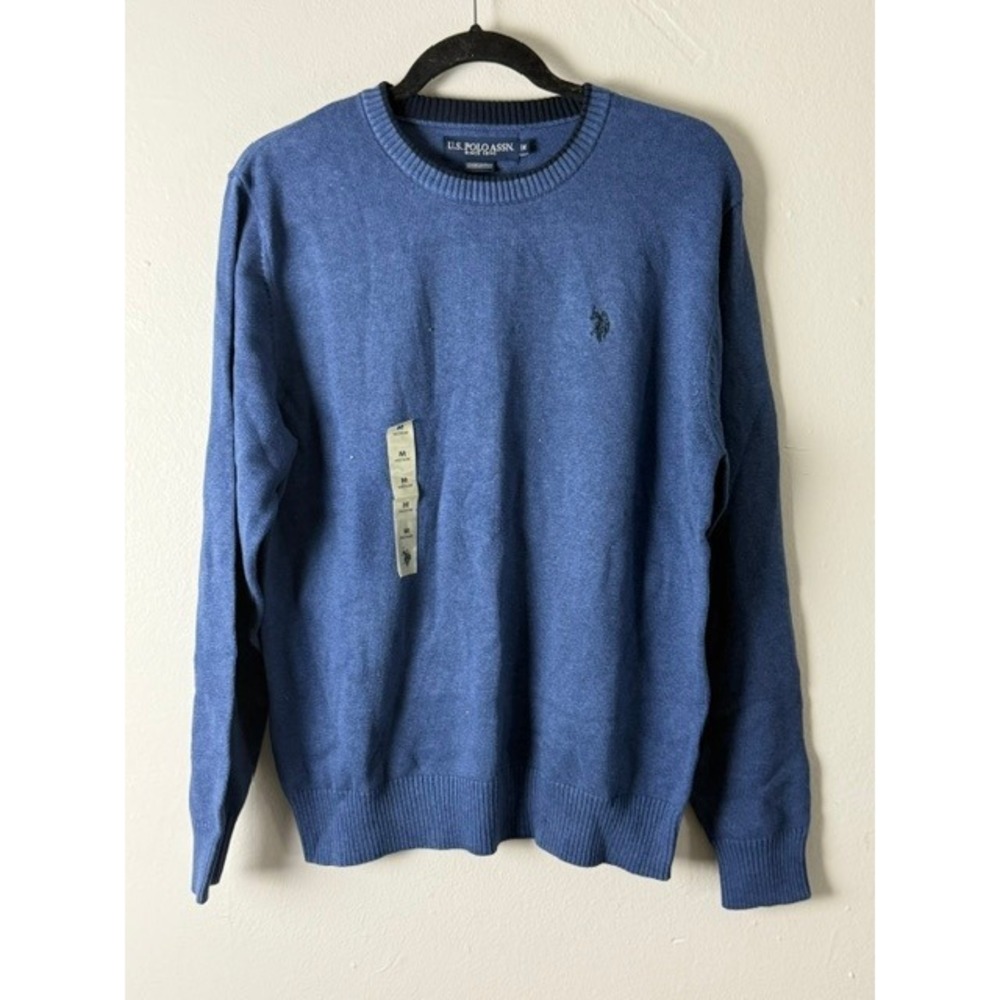 US Polo Assn Mens Crewneck Sweater Atlantic Heather Blue USUF5S5243-A Size M NEW